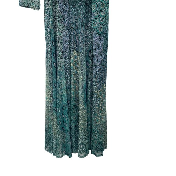 Kate & Lily Womens Green Multicolor Wrap Maxi Dress Size 20W Mesh Stretchy Lined - Picture 10 of 16